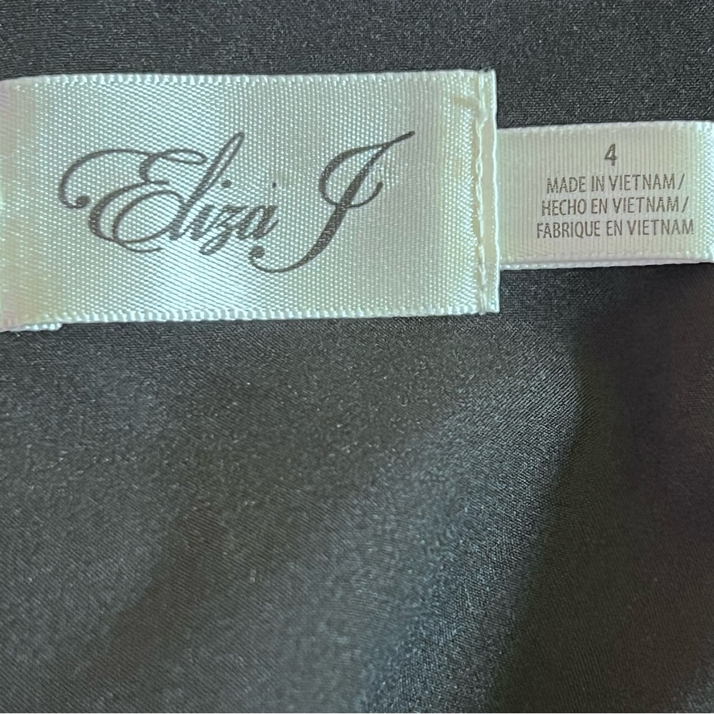 Eliza J Sz 4 Cocktail Dress Classic Classy Fit Flair Croched Eyelet Trim Black - Picture 7 of 16